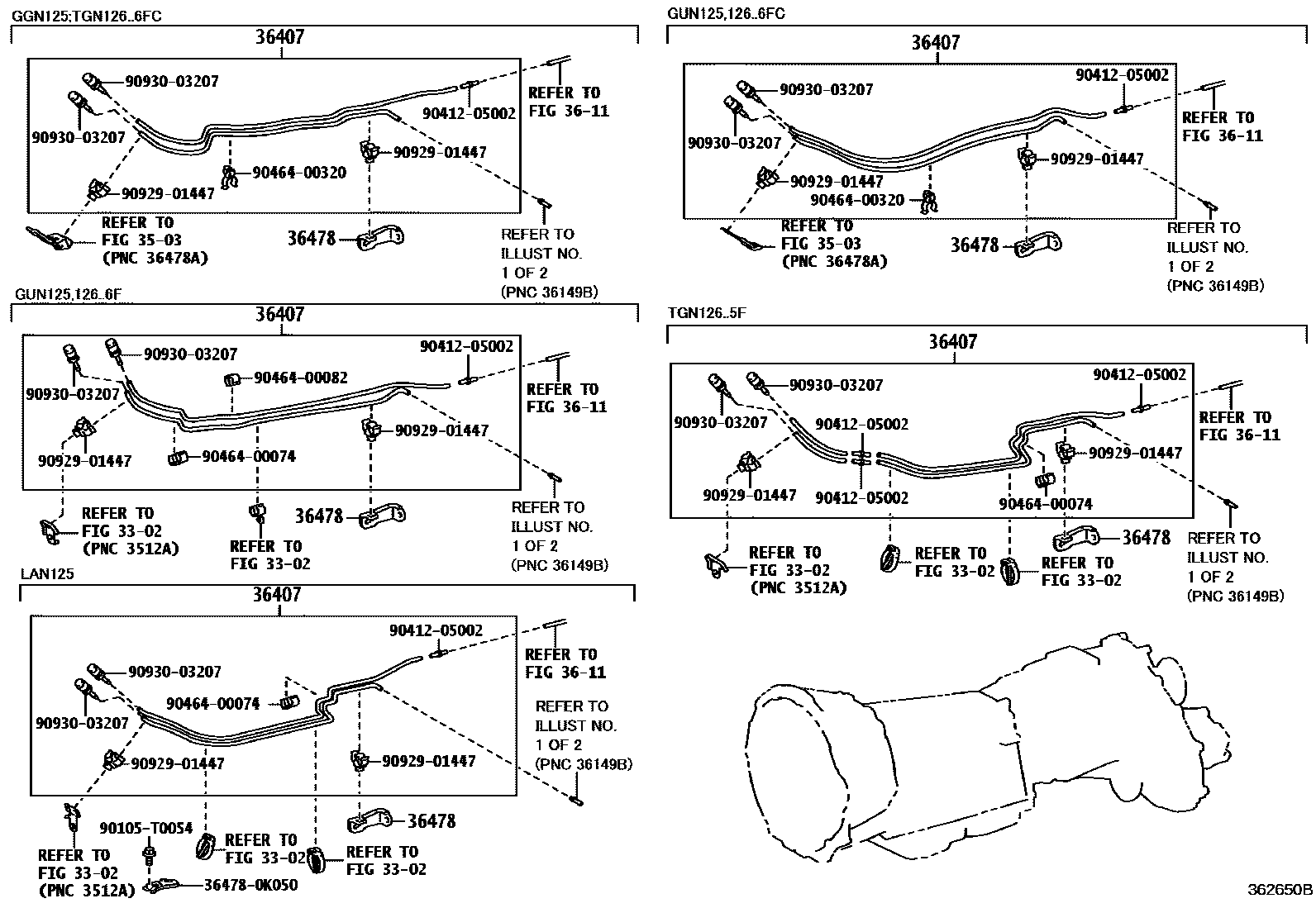 Toyota HILUX Transfer Case & Extension Housing EPC diagram — 362650B