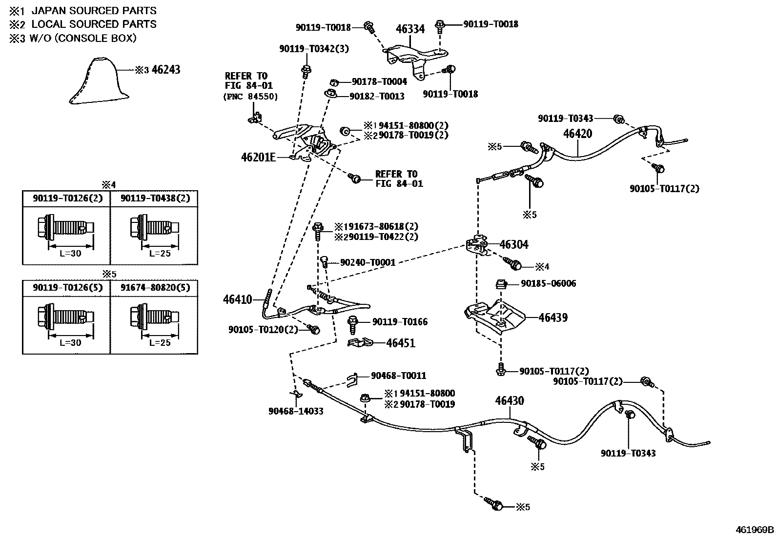 Toyota HILUX Parking Brake & Cable EPC diagram — 461969B