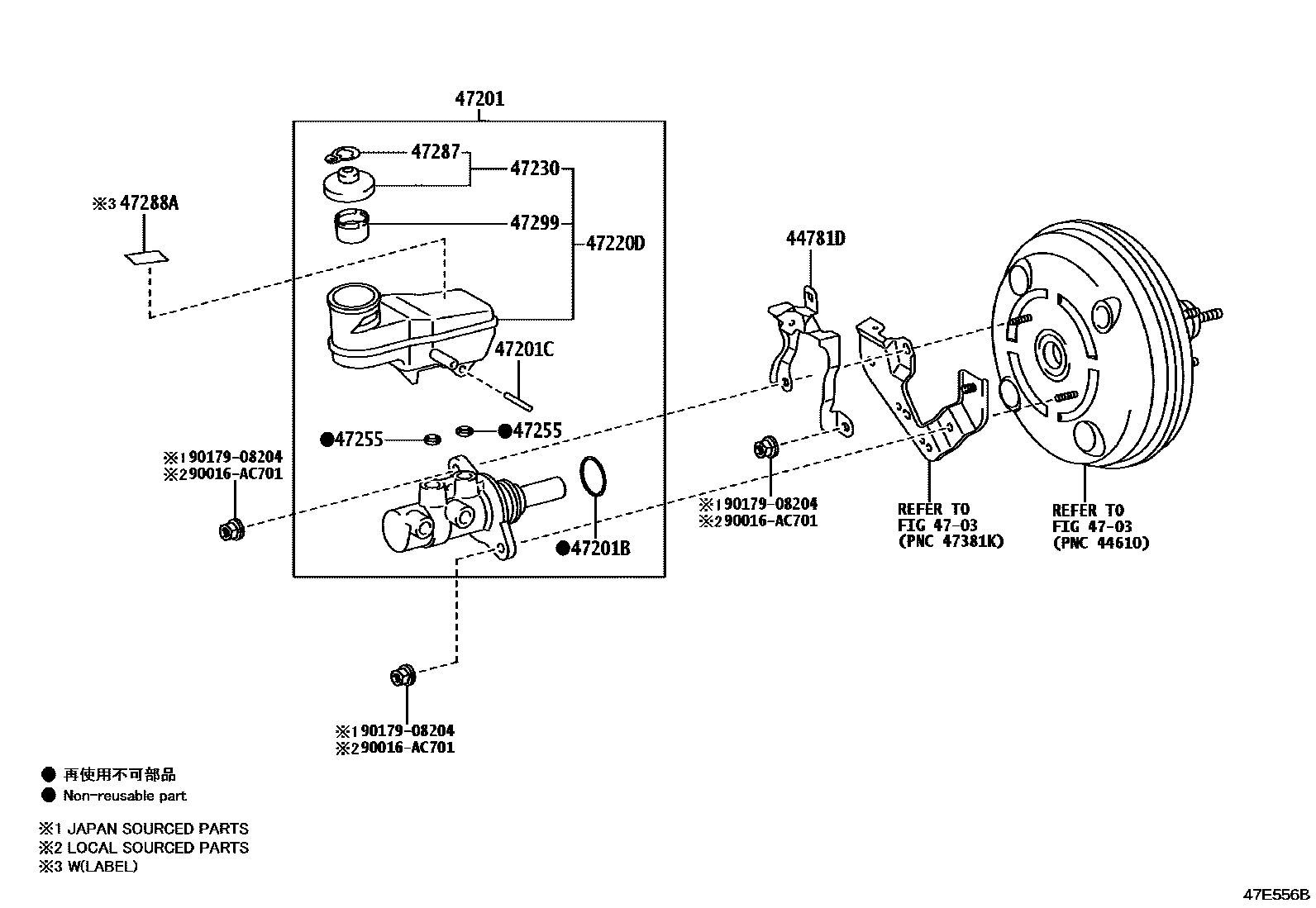 Toyota HILUX 制动总泵 EPC diagram — 47E556B