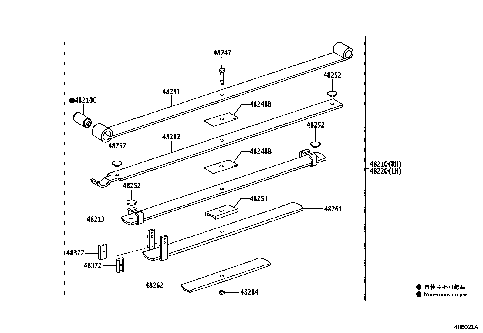 Toyota HILUX Rear Spring & Shock Absorber EPC diagram — 486021A