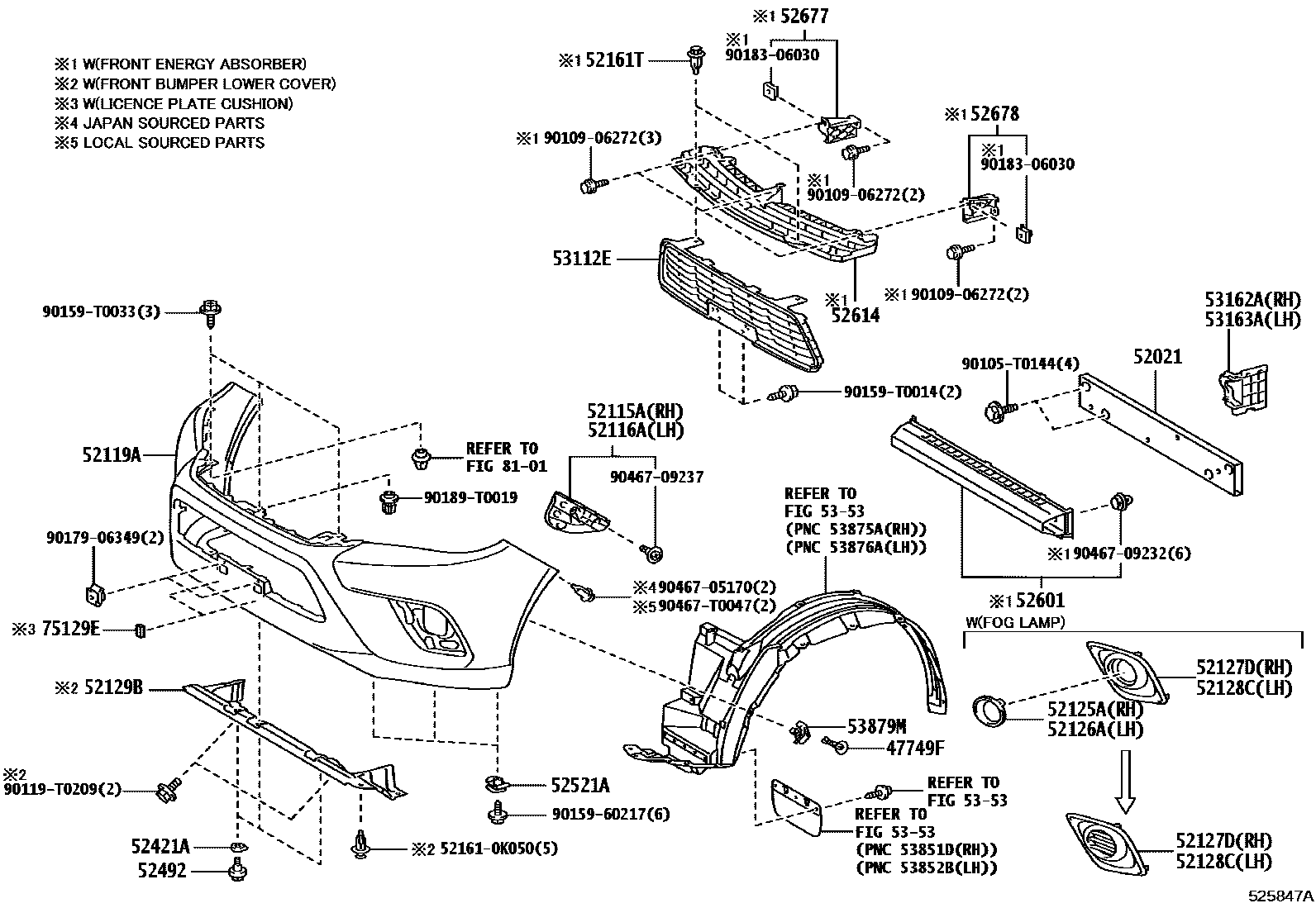 Toyota HILUX 前保险杠及附件 EPC diagram — 525847A