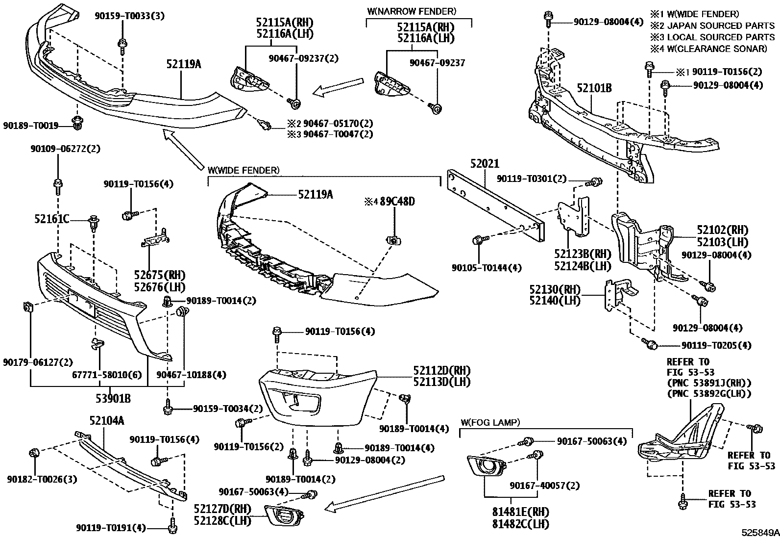 Toyota HILUX 前保险杠及附件 EPC diagram — 525849A