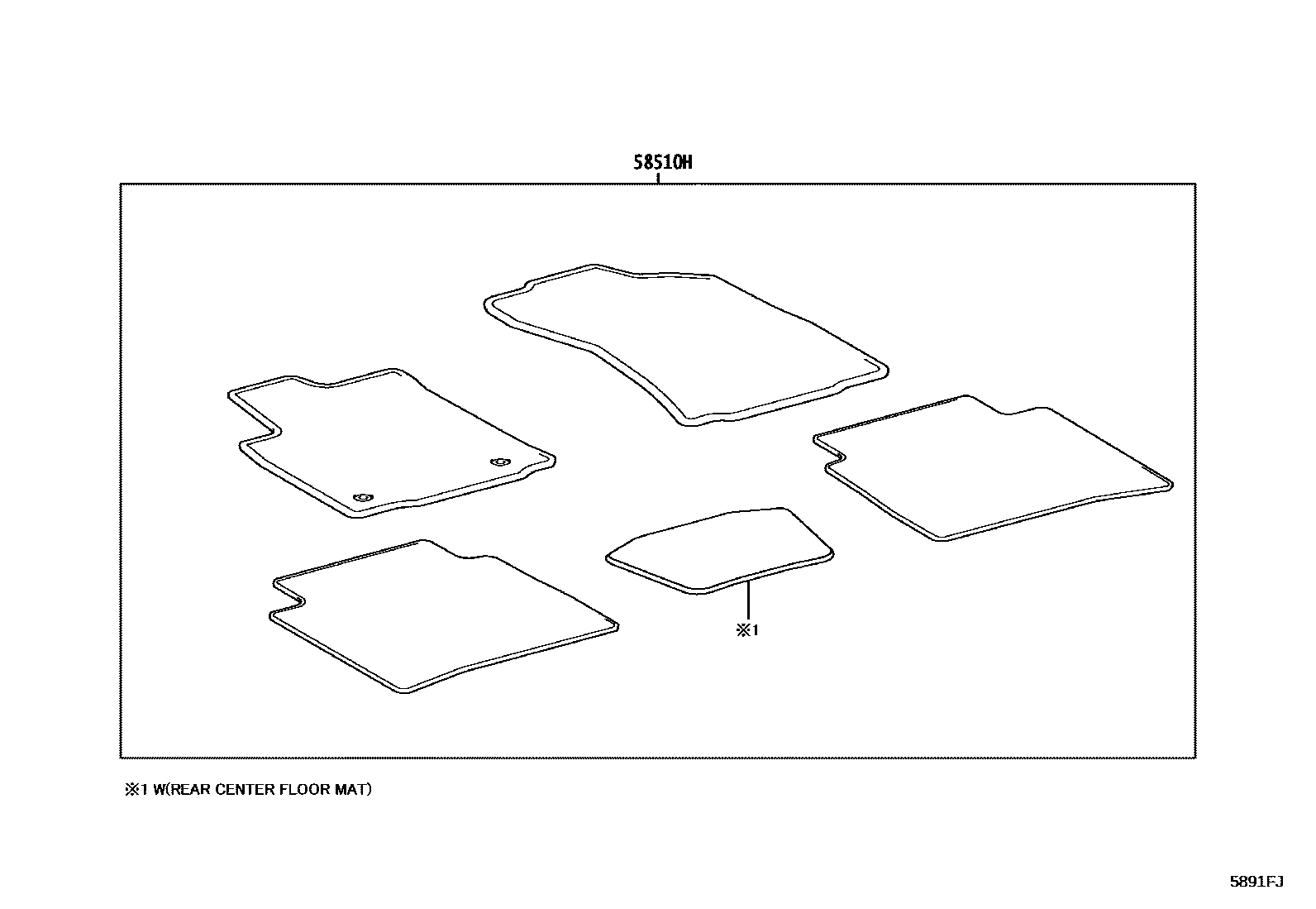Toyota HILUX 地板垫和消声垫 EPC diagram — 5891FJ