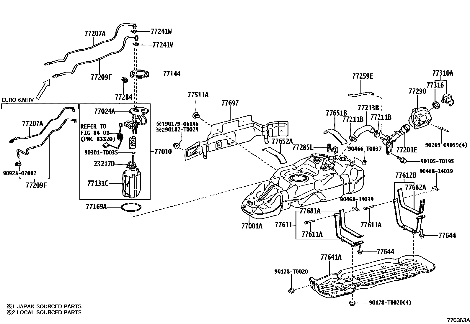 Toyota HILUX 燃油箱和燃油管 EPC diagram — 776363A