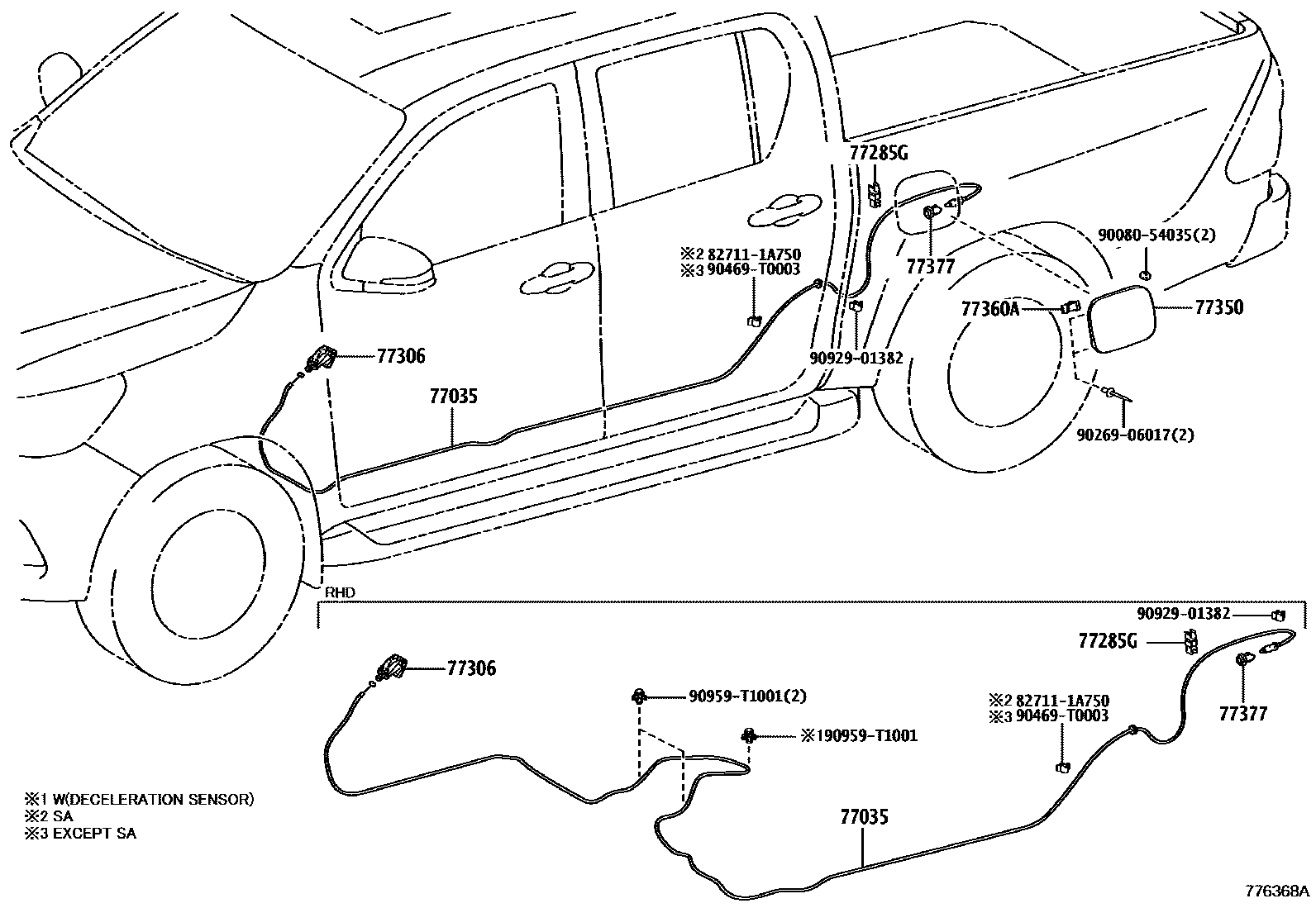 Toyota HILUX 燃油箱和燃油管 EPC diagram — 776368A