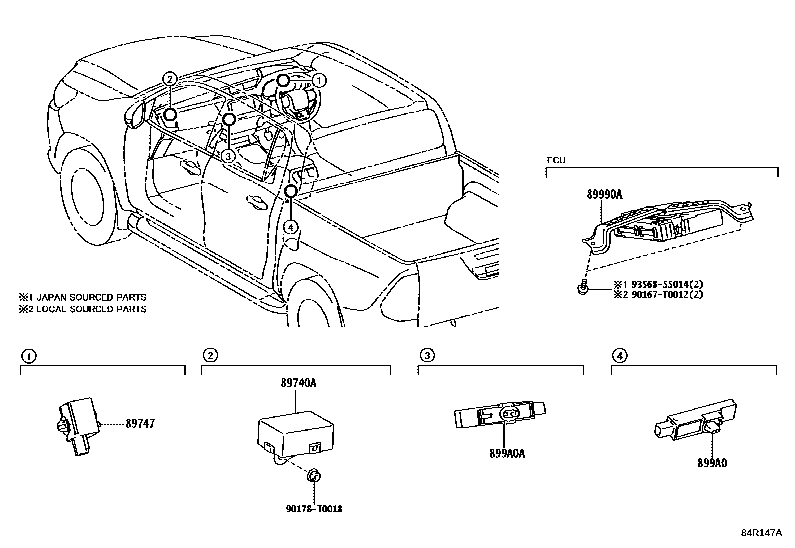 Toyota HILUX 遥控门锁 EPC diagram — 84R147A