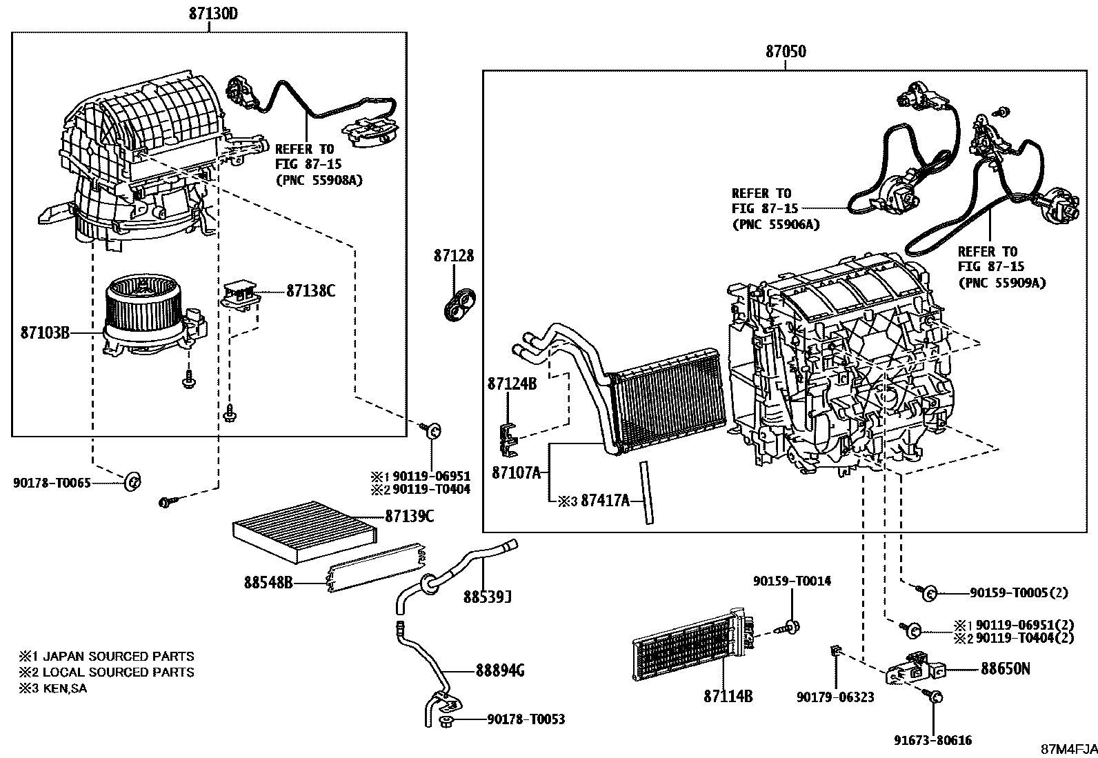 Toyota HILUX 暖风和空调系统 - 冷却器组件 EPC diagram — 87M4FJA