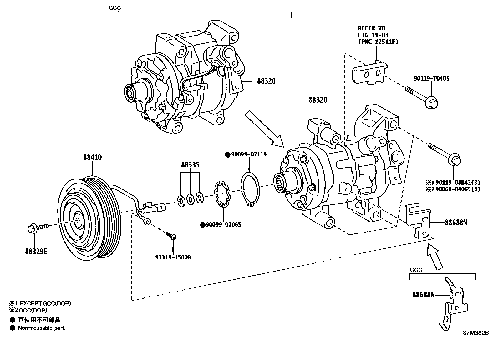 Toyota HILUX Heating & Air Conditioning - Compressor EPC diagram — 87M382B