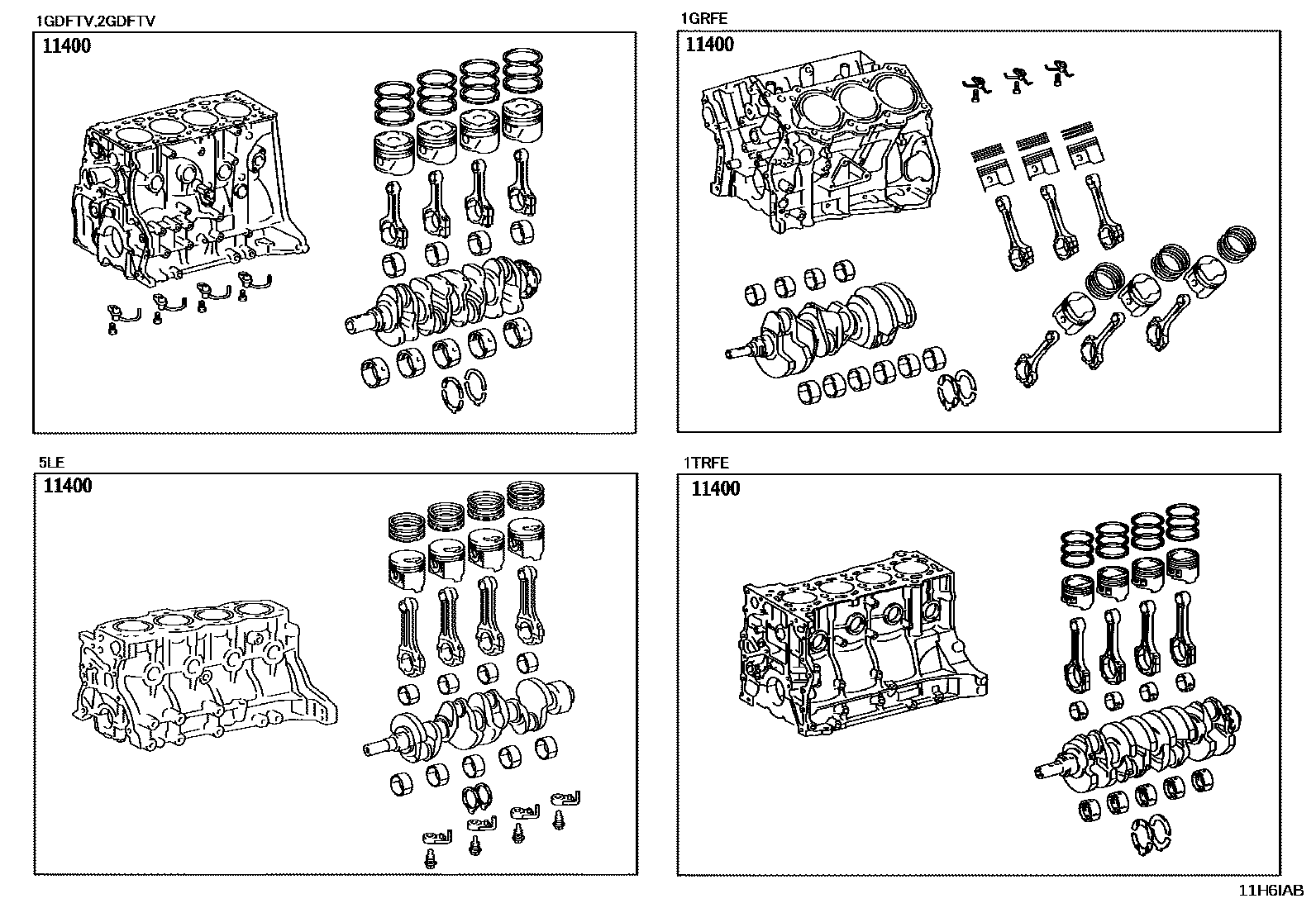 Toyota HILUX Short Block Assembly EPC diagram — 11H6IAB