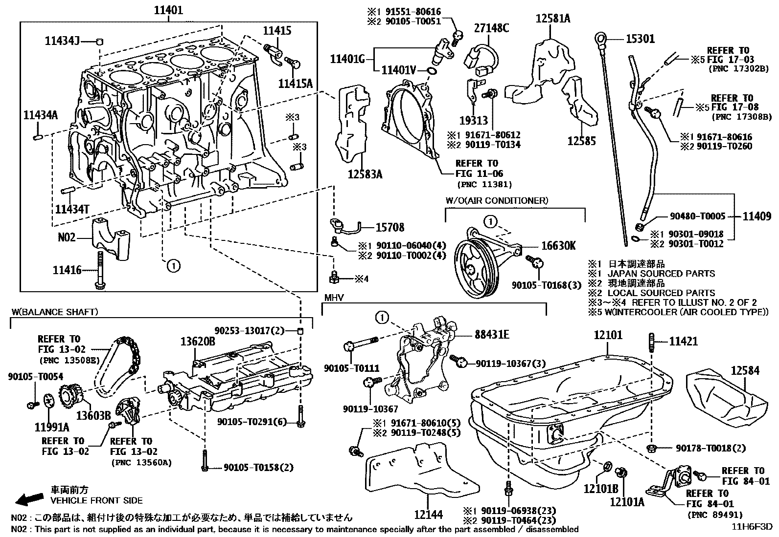 Toyota HILUX Cylinder Block EPC diagram — 11H6F3D