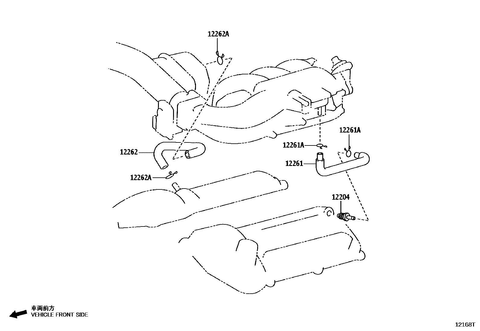 Toyota HILUX Ventilation Hose EPC diagram — 12168T