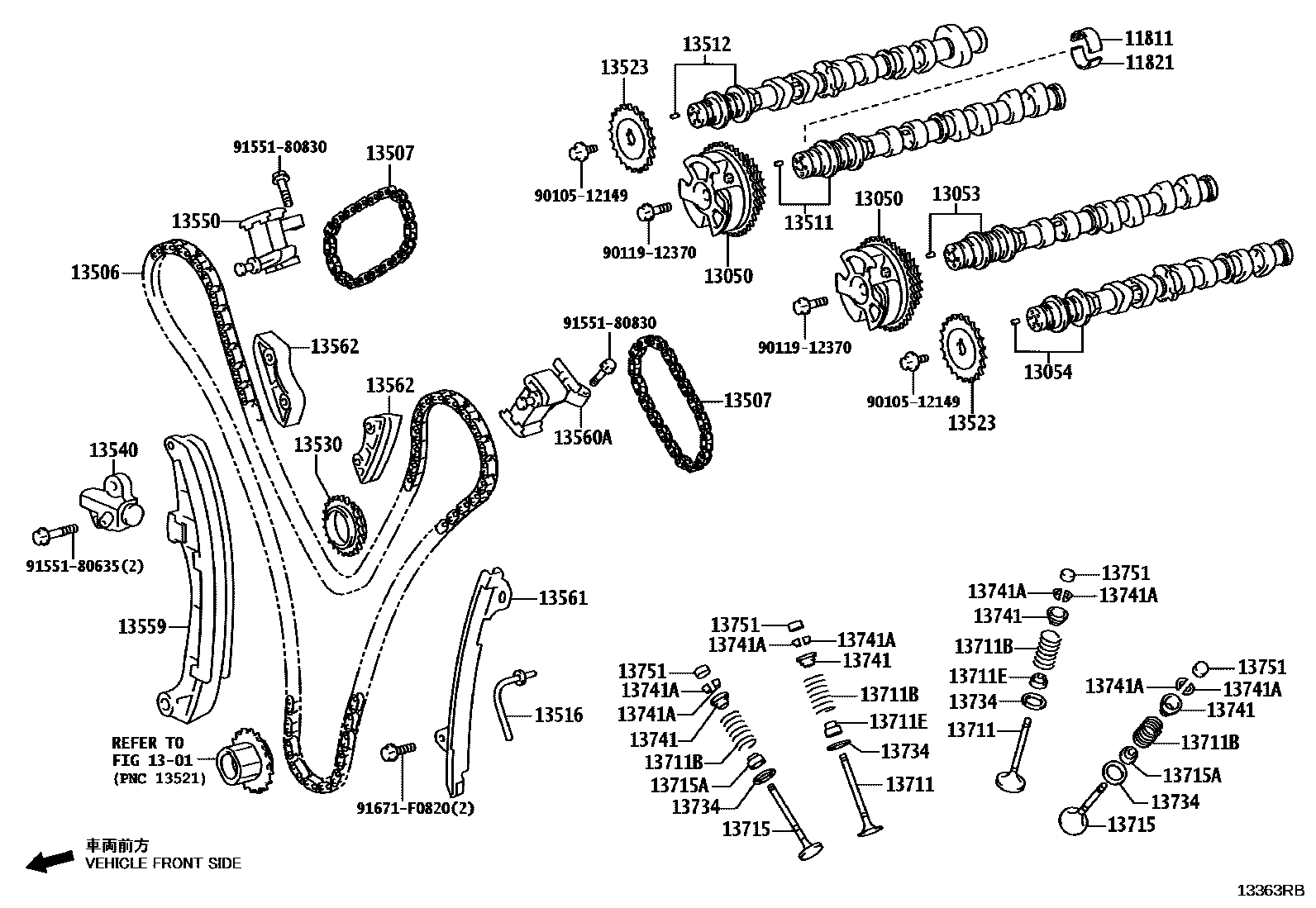 Toyota HILUX Camshaft & Valve EPC diagram — 13363RB