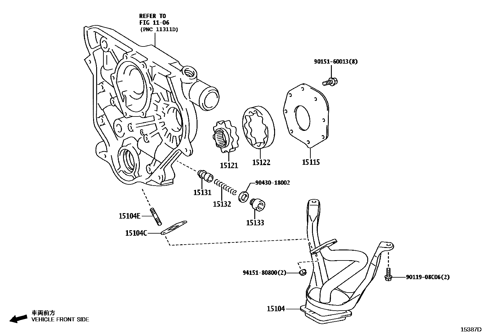 Toyota HILUX Engine Oil Pump EPC diagram — 15387D