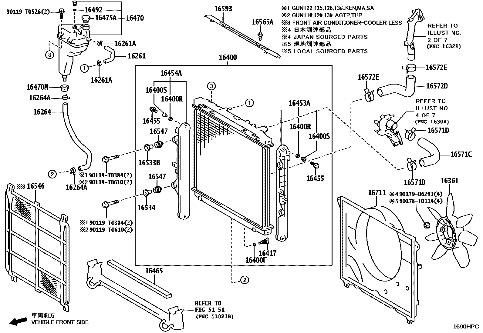 Toyota HILUX RADIATOR & WATER OUTLET EPC diagram — 1690HPC