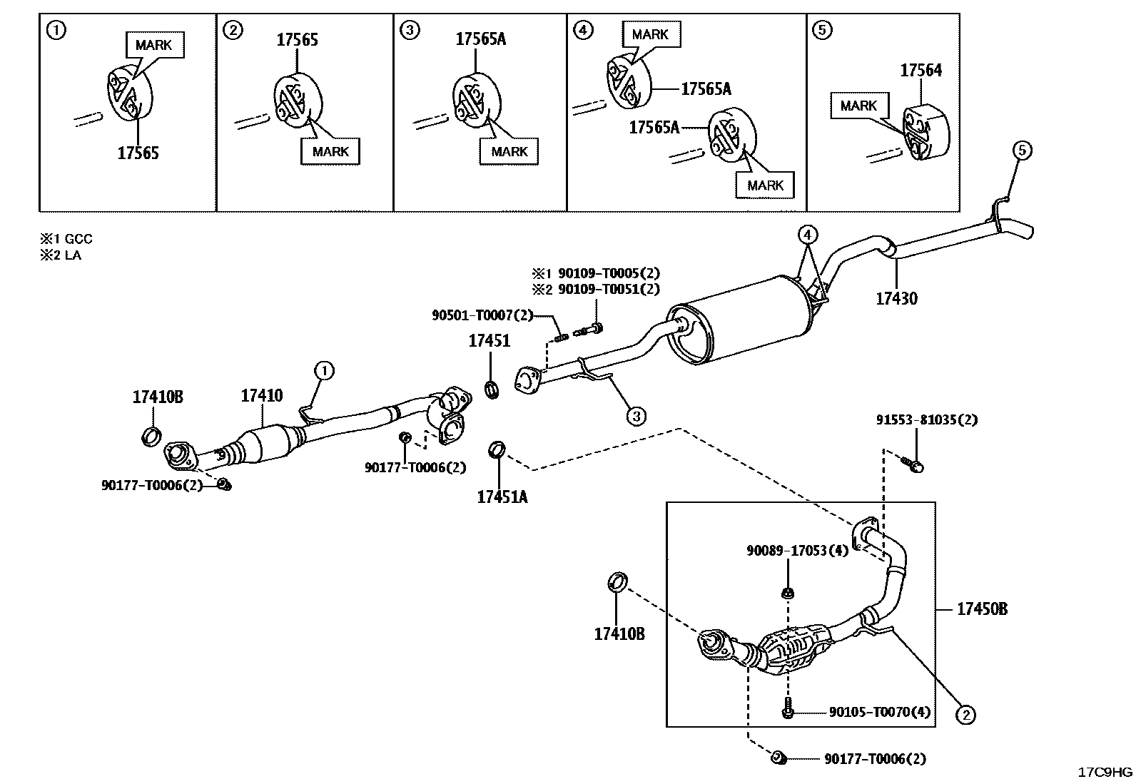 Toyota HILUX Exhaust Pipe EPC diagram — 17C9HG