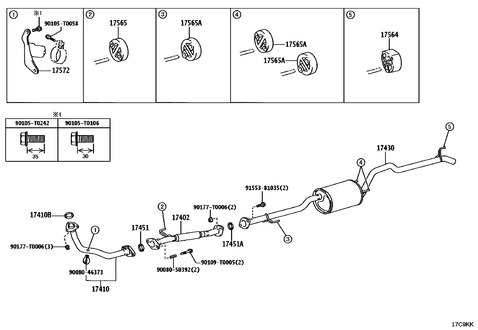 Toyota HILUX Exhaust Pipe EPC diagram — 17C9KK