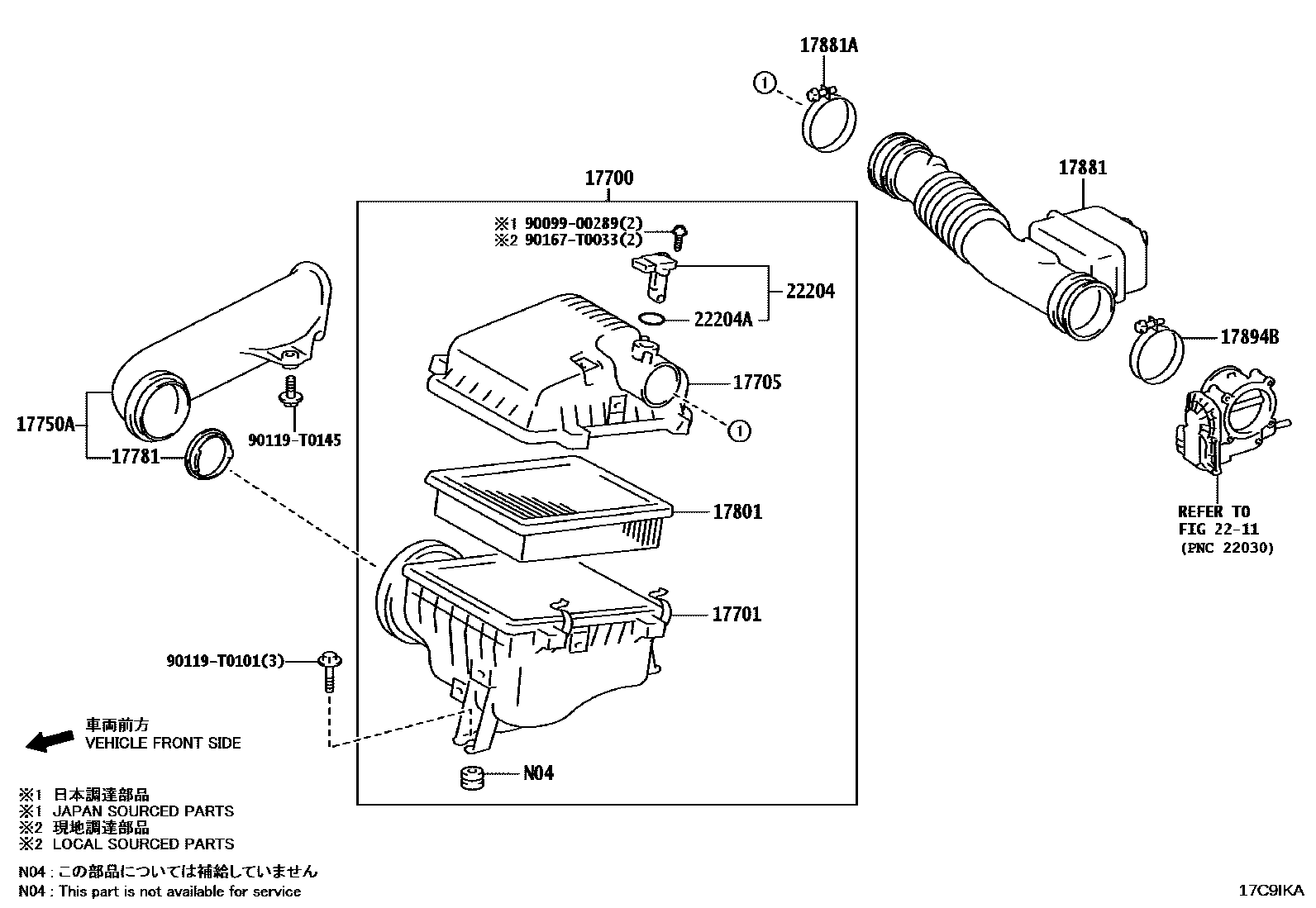 Toyota HILUX Air Cleaner EPC diagram — 17C9IKA