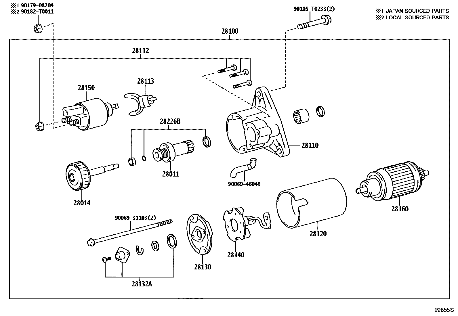 Toyota HILUX 起动机 EPC diagram — 19655S