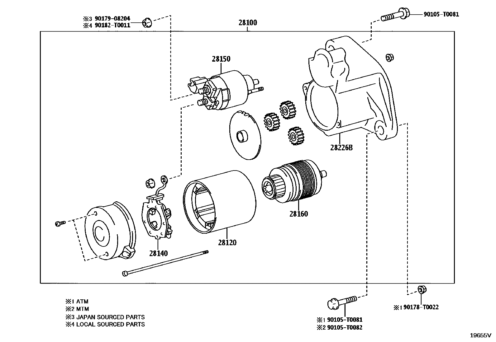 Toyota HILUX 起动机 EPC diagram — 19655V