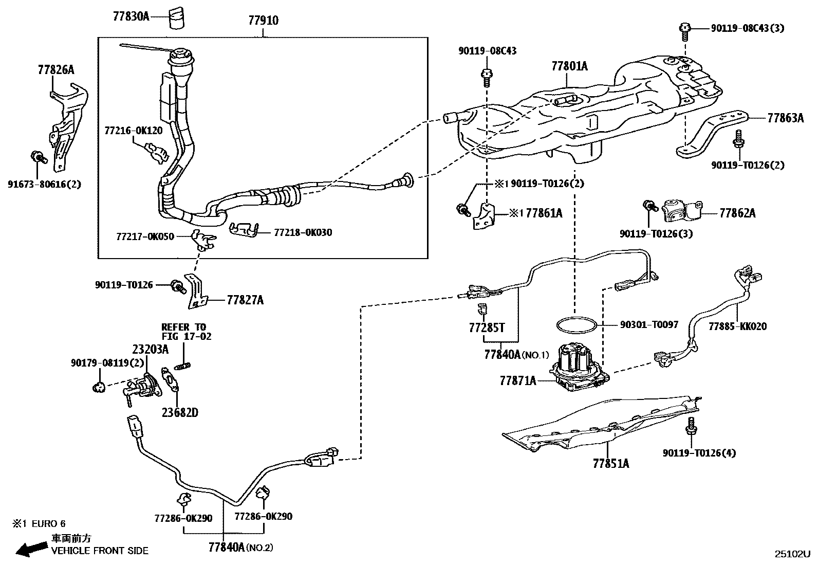 Toyota HILUX 尿素罐和管 EPC diagram — 25102U