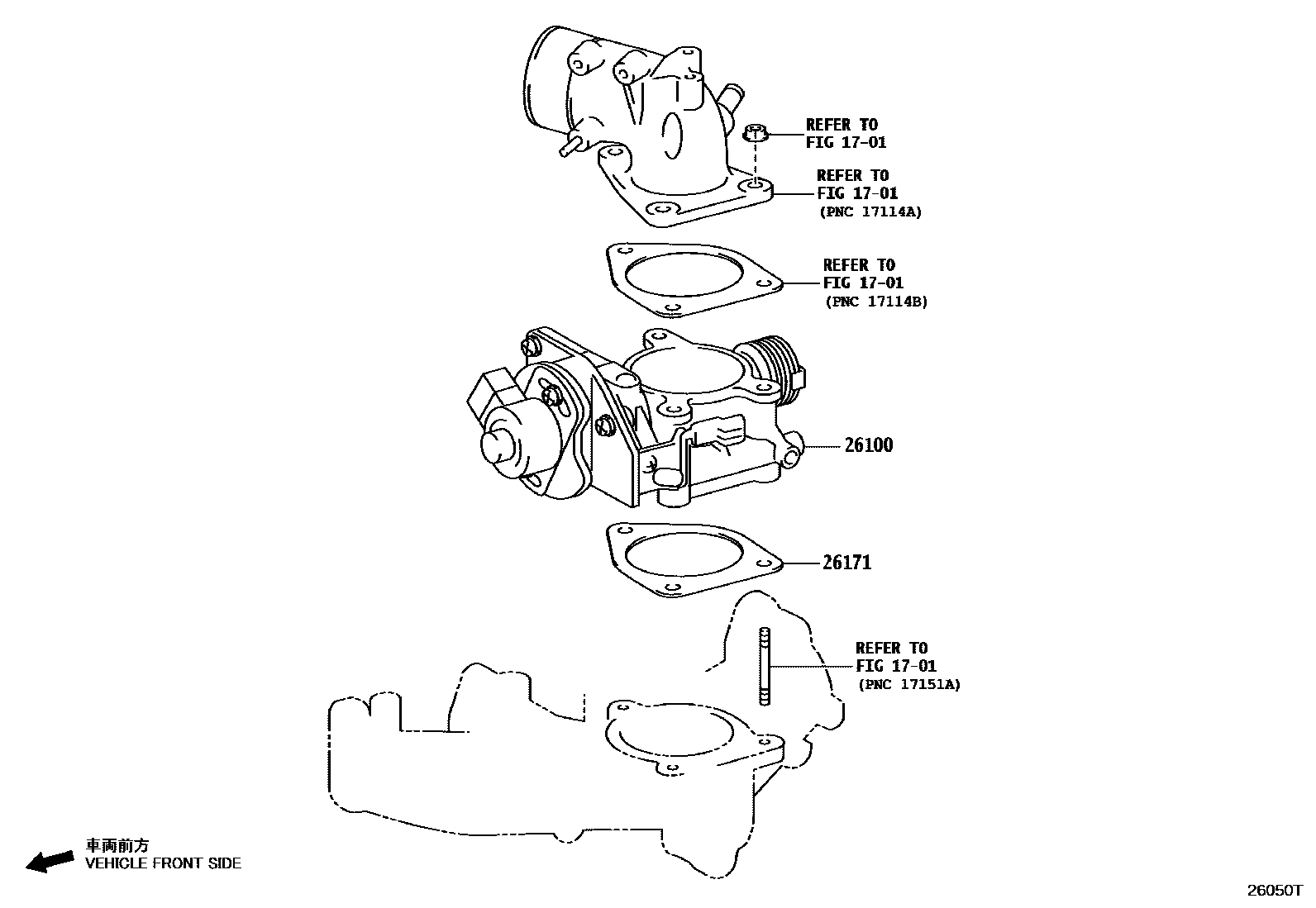 Toyota HILUX 文氏管 EPC diagram — 26050T