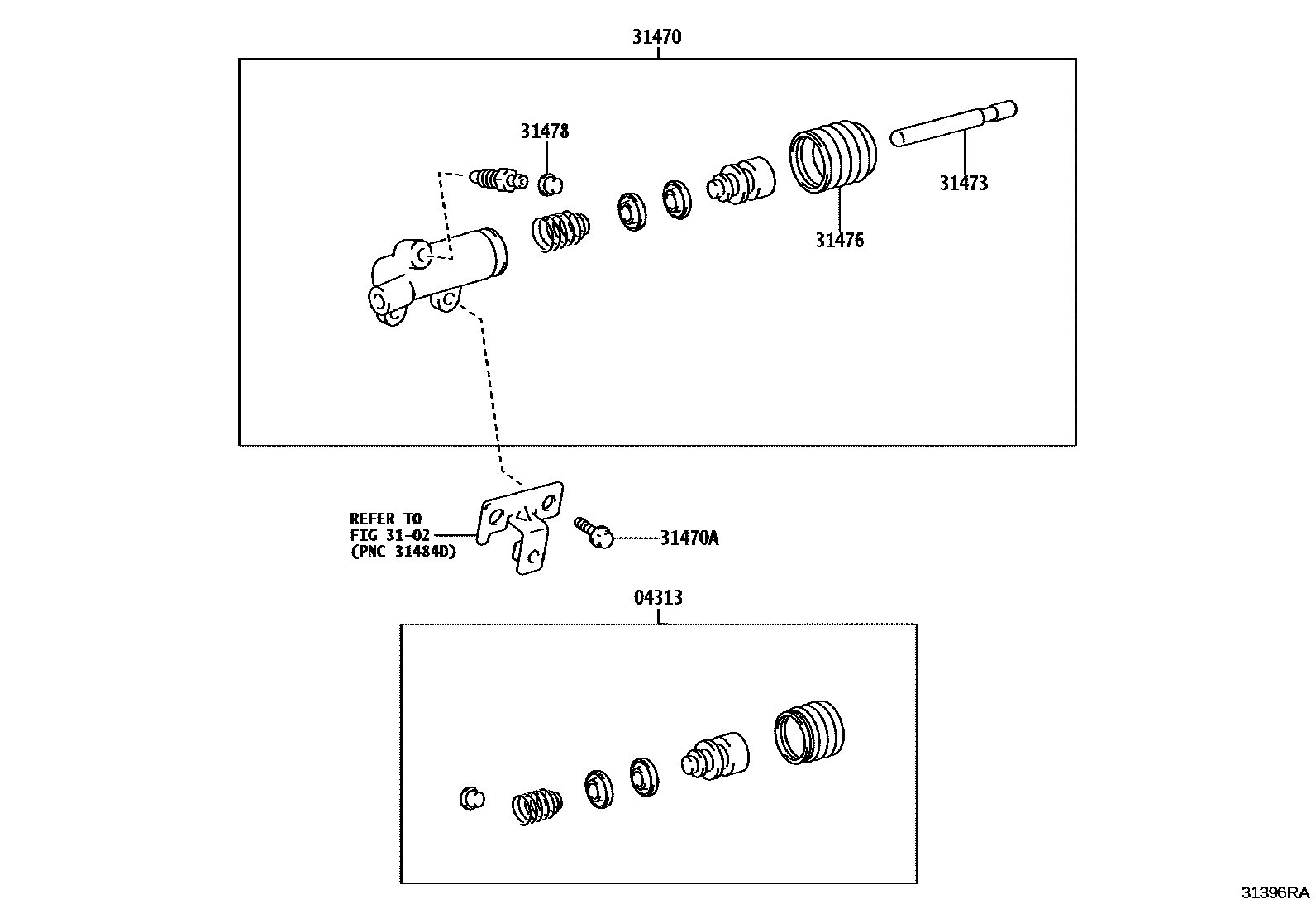 Toyota HILUX 离合器分离缸 EPC diagram — 31396RA