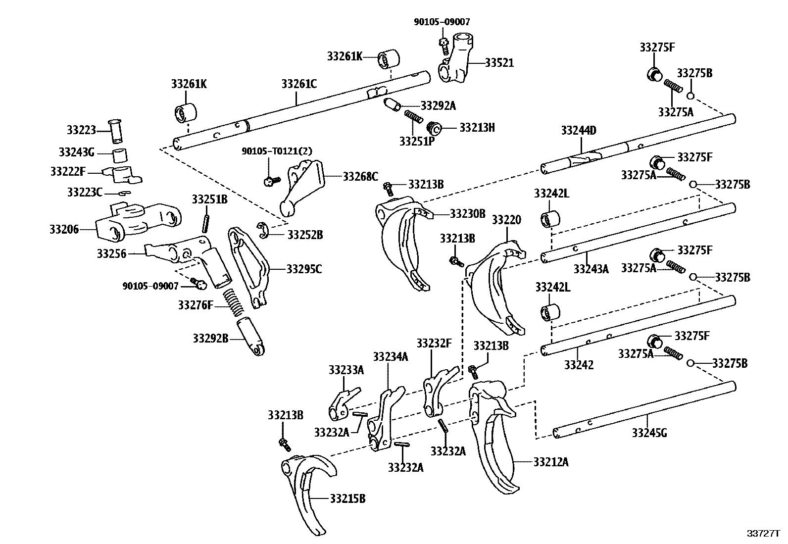 Toyota HILUX 换档拨叉和换档杆轴(MTM) EPC diagram — 33727T