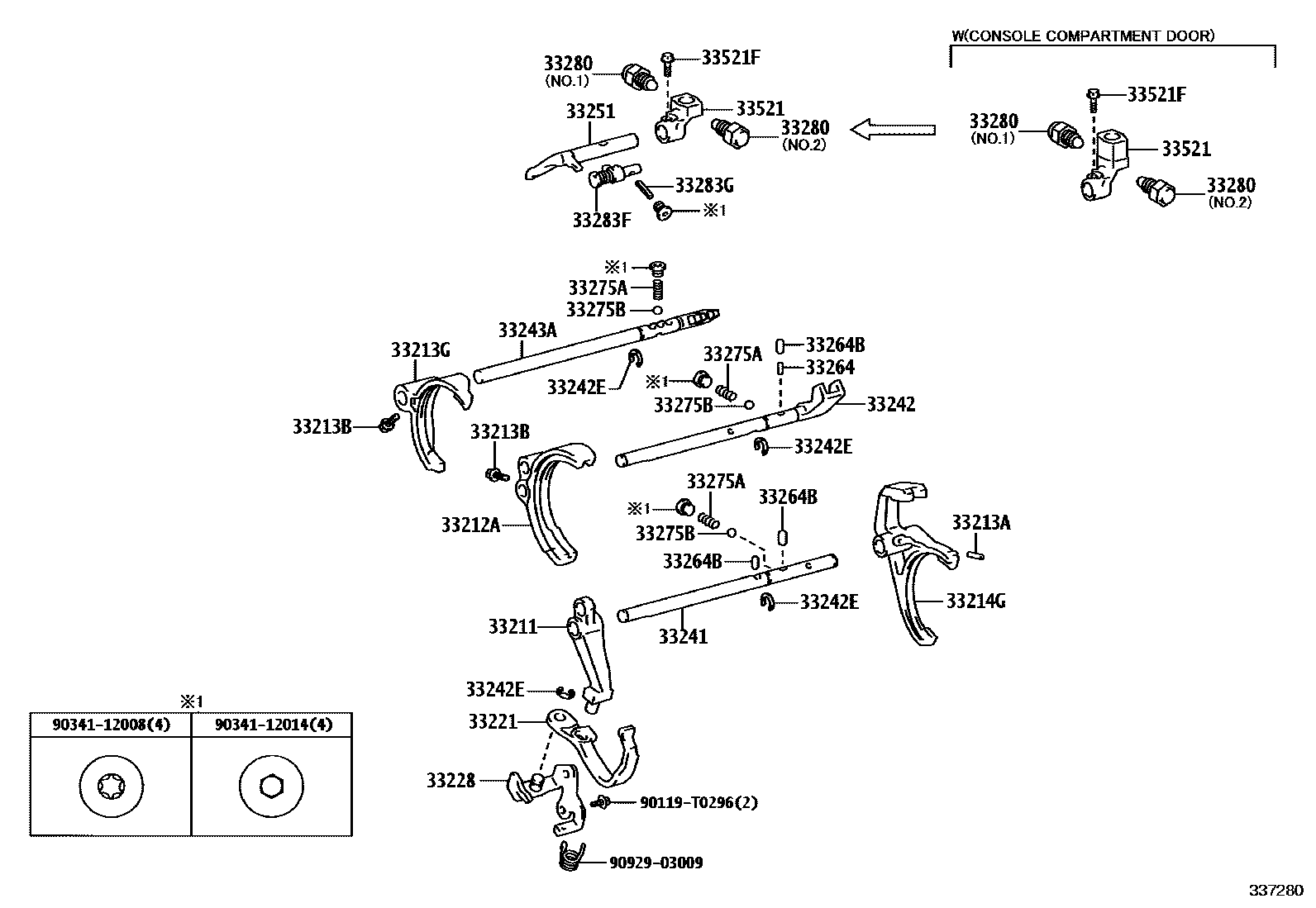 Toyota HILUX 换档拨叉和换档杆轴(MTM) EPC diagram — 337280
