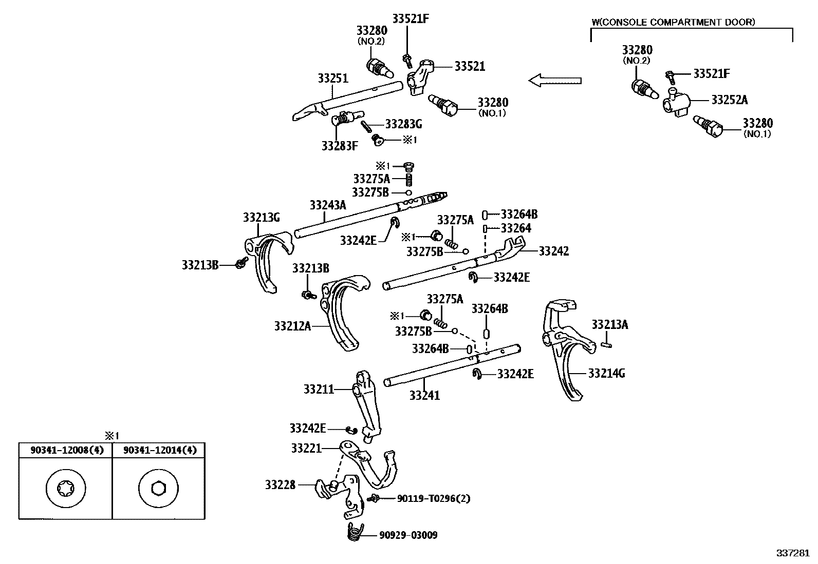 Toyota HILUX 换档拨叉和换档杆轴(MTM) EPC diagram — 337281