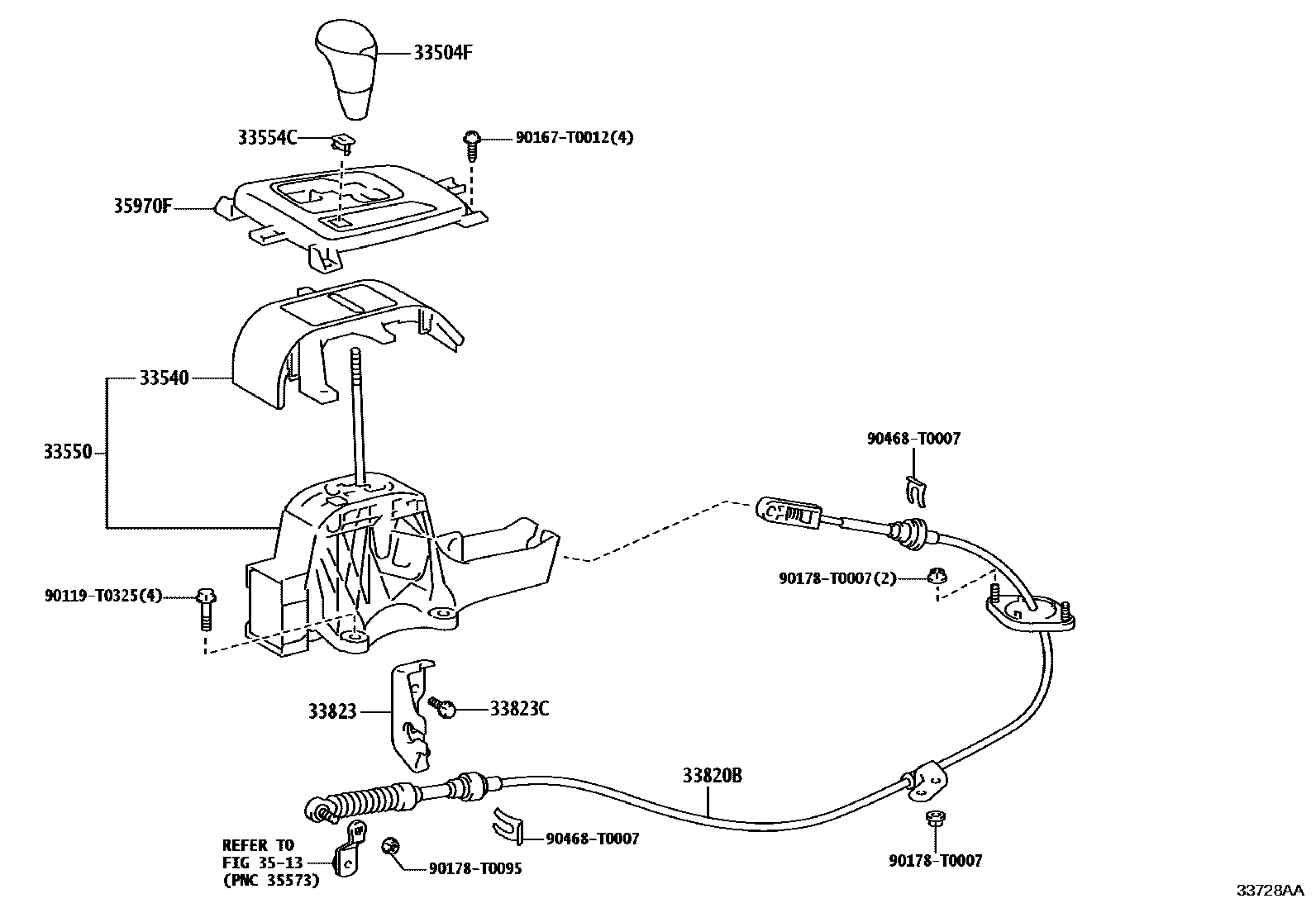 Toyota HILUX Shift Lever & Retainer EPC diagram — 33728AA