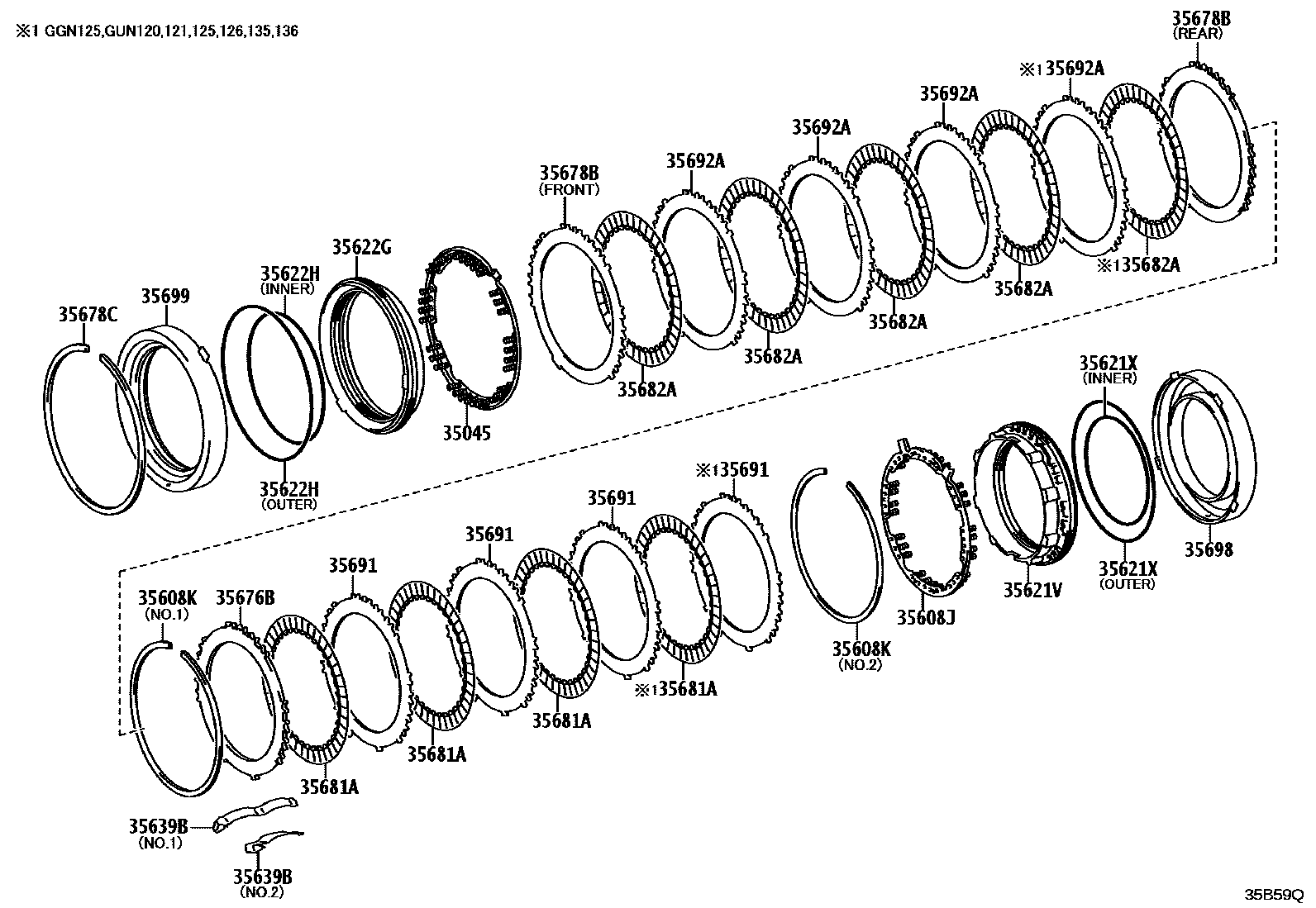 Toyota HILUX 中央支架和行星太阳齿轮(ATM) EPC diagram — 35B59Q