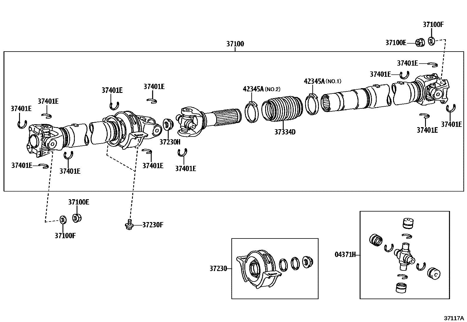 Toyota HILUX Propeller Shaft & Universal Joint EPC diagram — 37117A