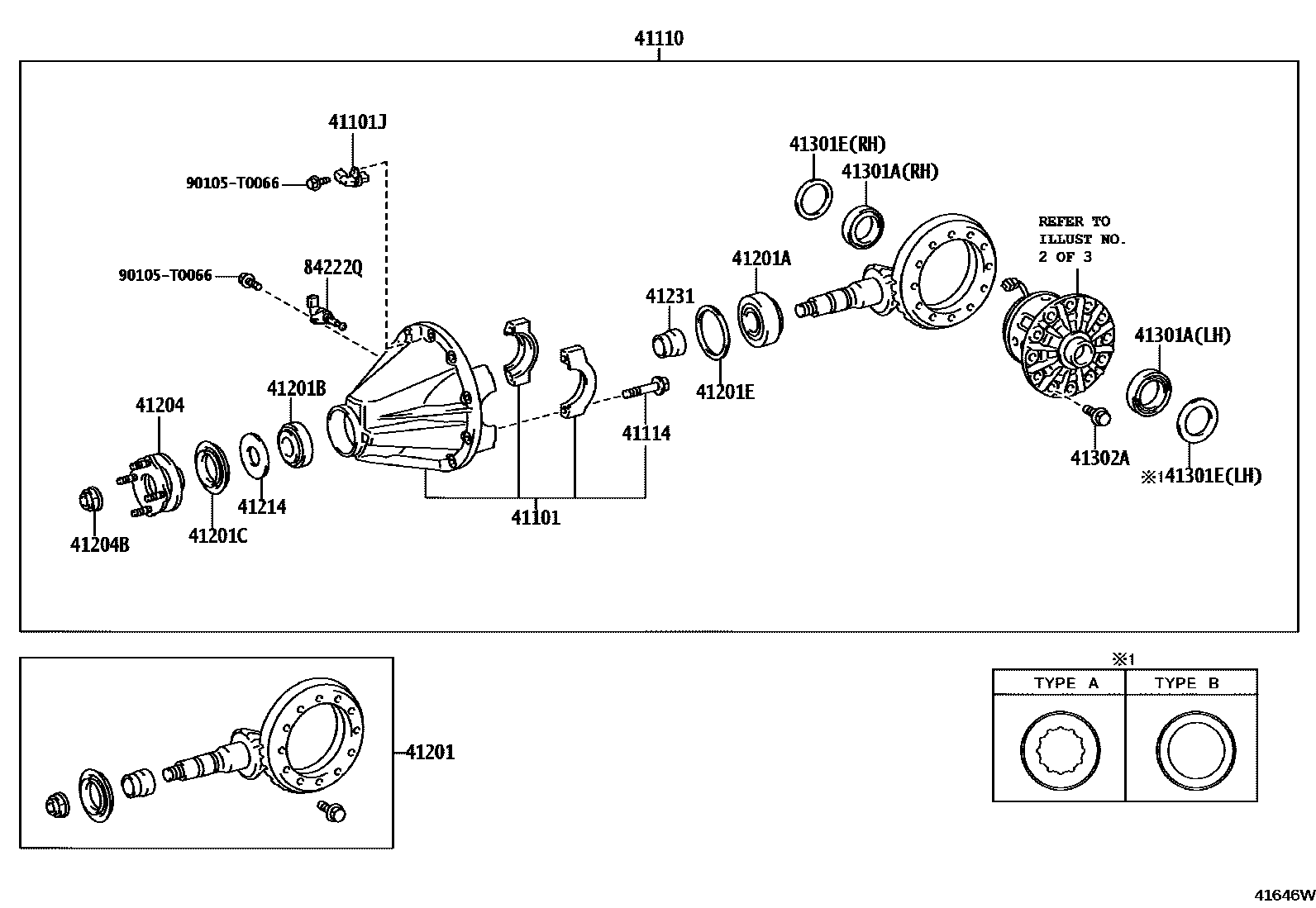 Toyota HILUX 后桥壳和差速器 EPC diagram — 41646W