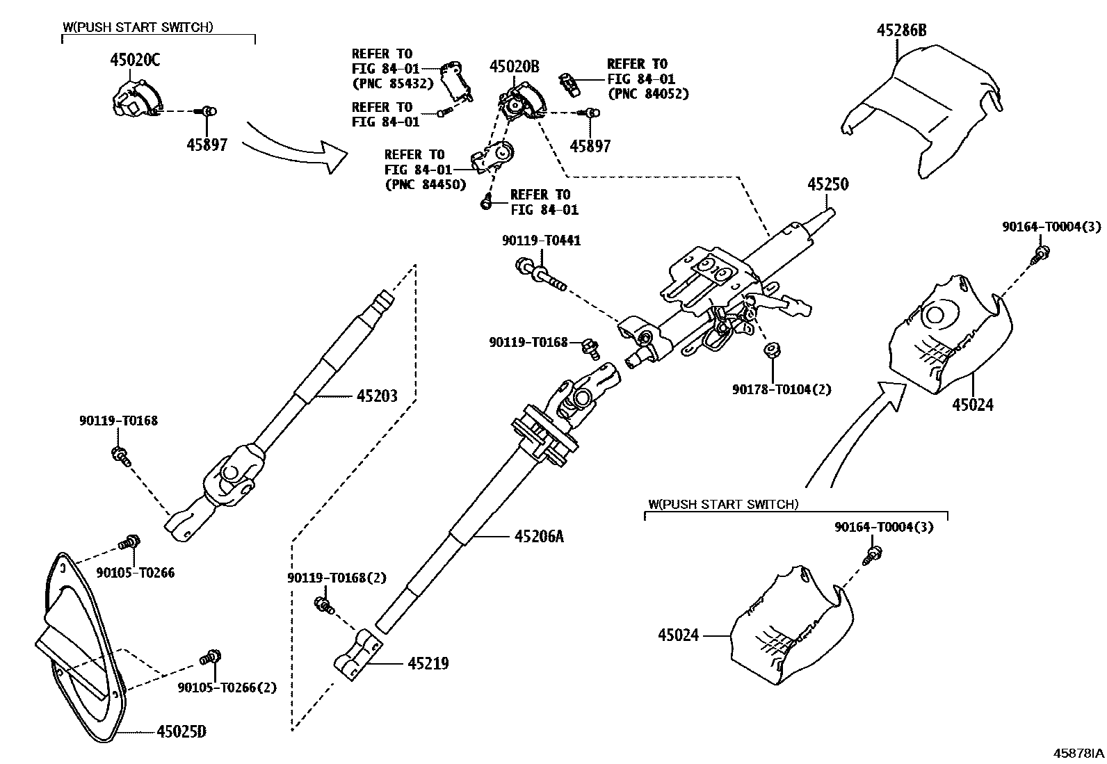 Toyota HILUX Steering Column & Shaft EPC diagram — 45878IA