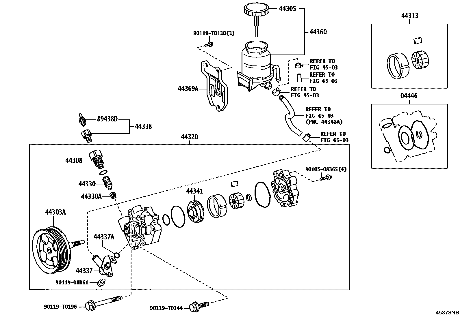 Toyota HILUX 叶片泵和储油罐(动力转向) EPC diagram — 45878NB