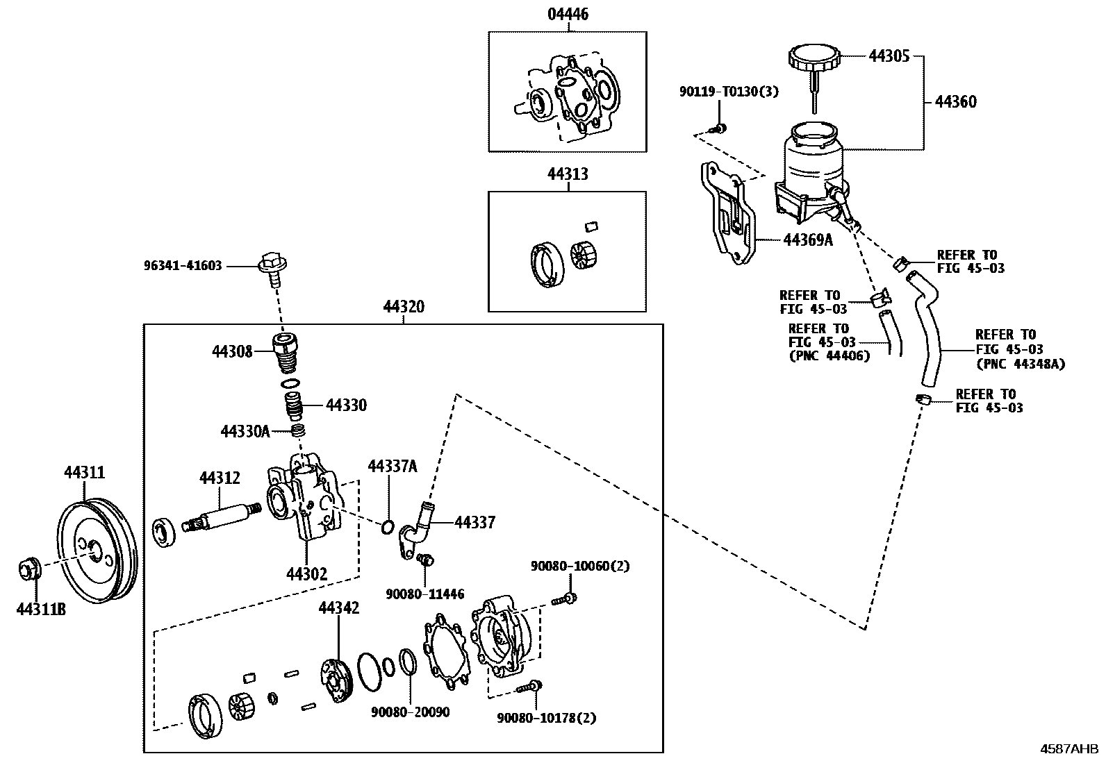 Toyota HILUX 叶片泵和储油罐(动力转向) EPC diagram — 4587AHB
