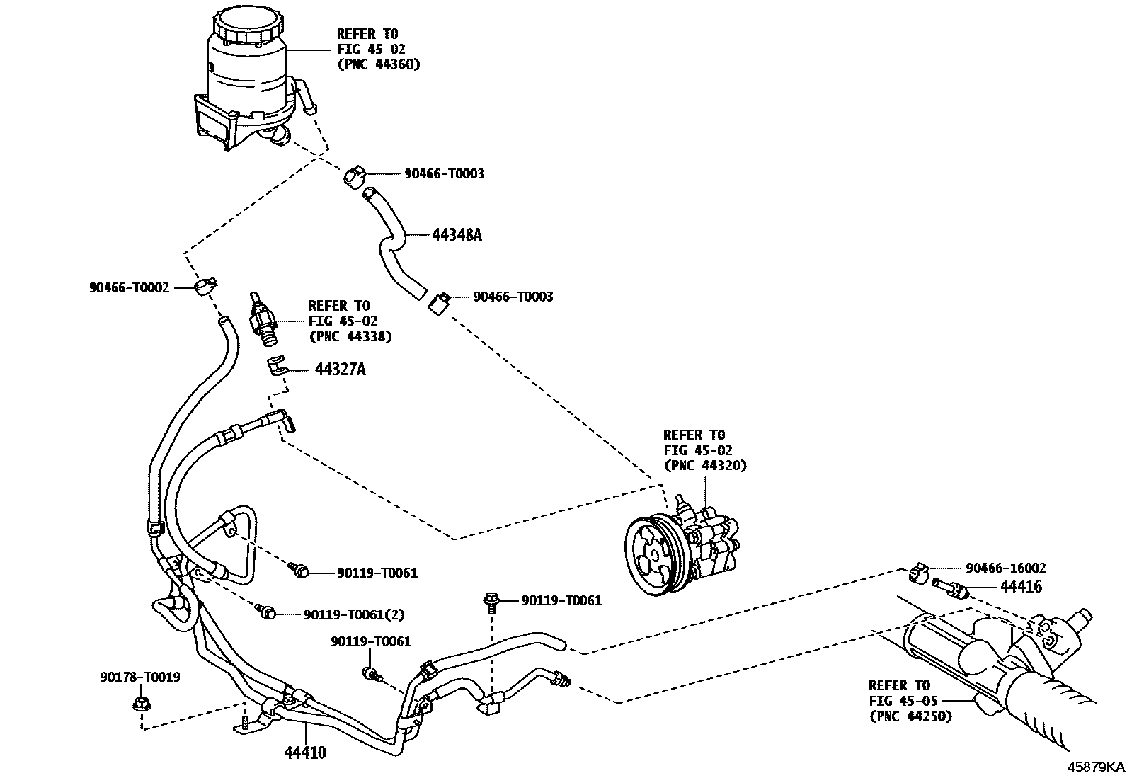 Toyota HILUX 动力转向配管 EPC diagram — 45879KA