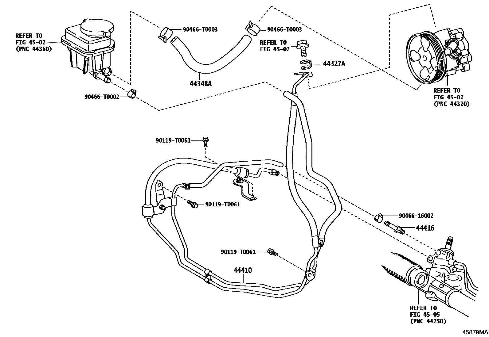 Toyota HILUX 动力转向配管 EPC diagram — 45879MA