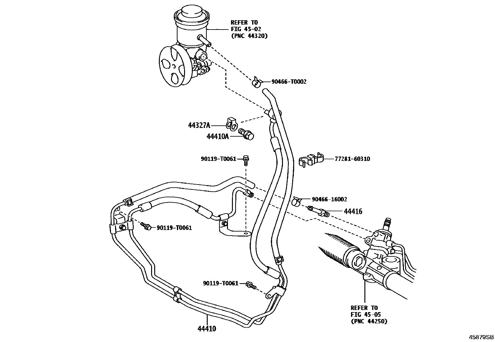 Toyota HILUX 动力转向配管 EPC diagram — 45879SB