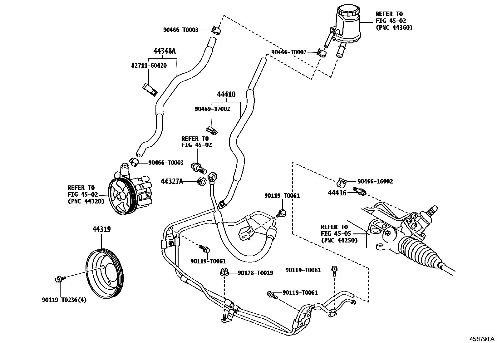 Toyota HILUX 动力转向配管 EPC diagram — 45879TA