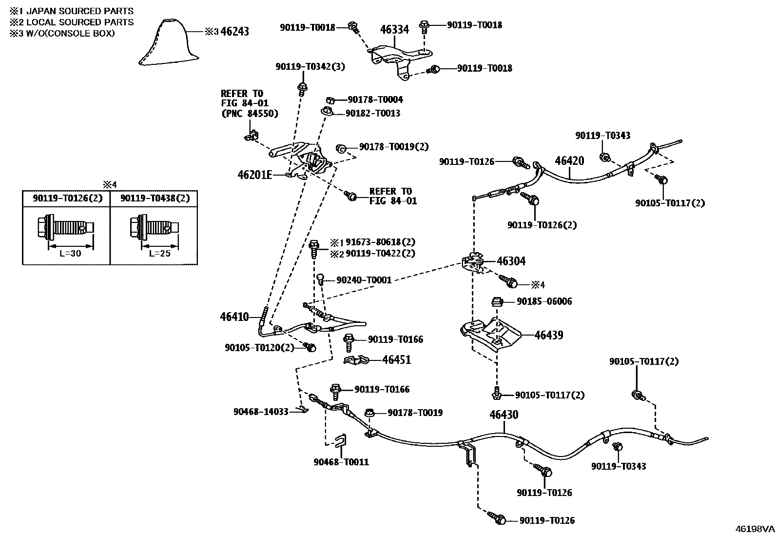 Toyota HILUX Parking Brake & Cable EPC diagram — 46198VA