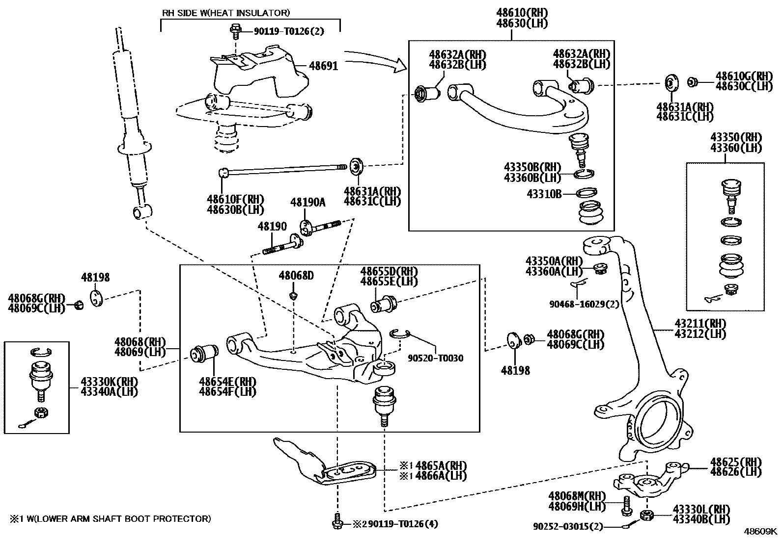 Toyota HILUX 前桥控制臂和转向节 EPC diagram — 48609K