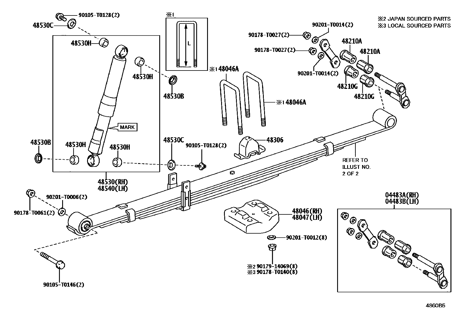 Toyota HILUX Rear Spring & Shock Absorber EPC diagram — 4860B5