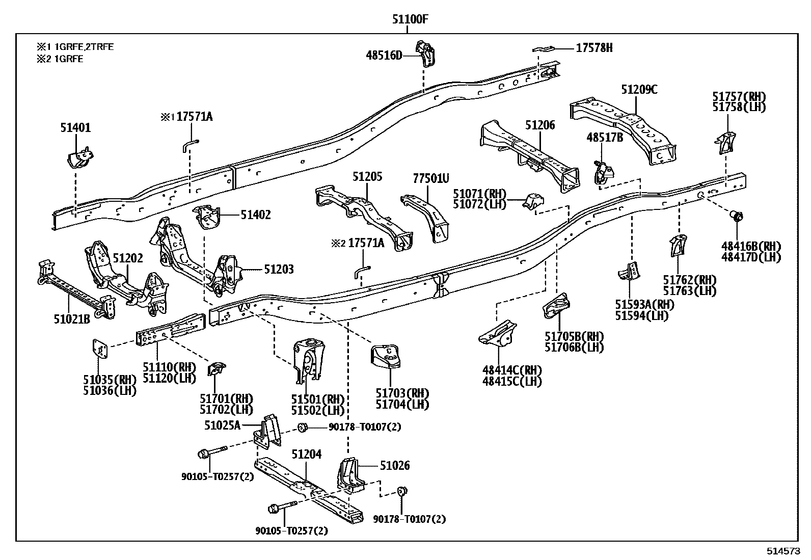 Toyota HILUX 车架 EPC diagram — 514573