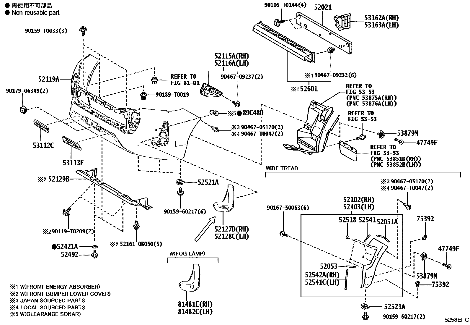 Toyota HILUX 前保险杠及附件 EPC diagram — 5258EFC
