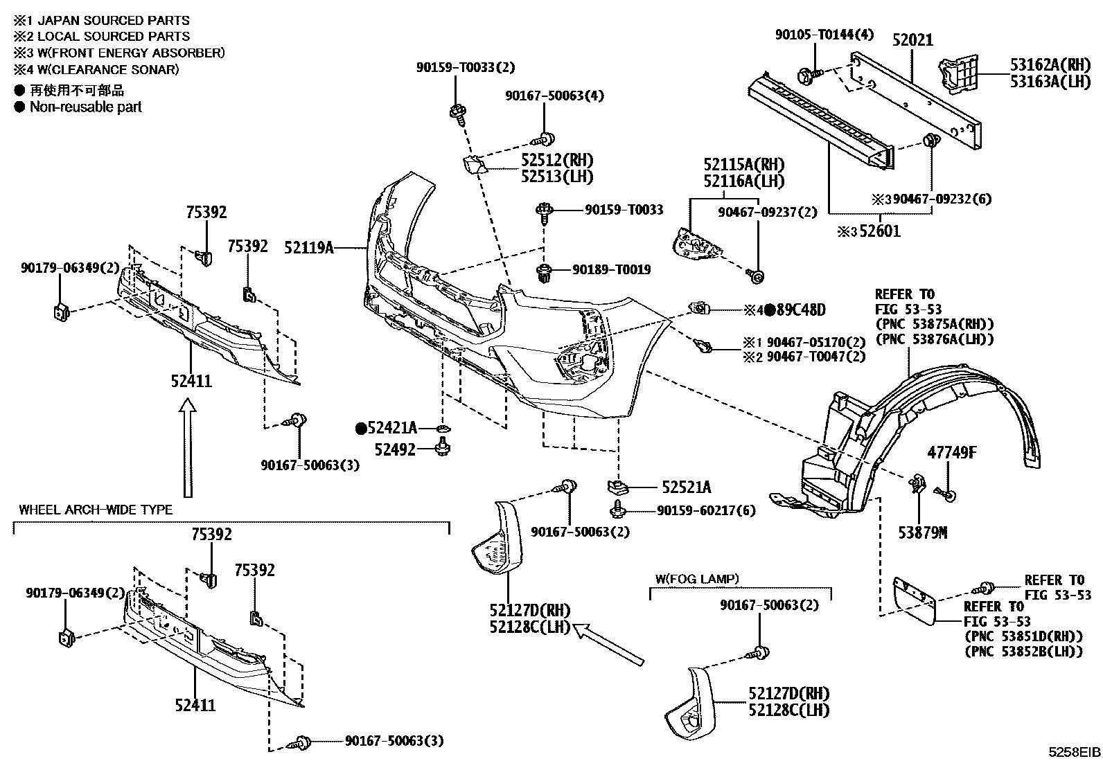 Toyota HILUX 前保险杠及附件 EPC diagram — 5258EIB