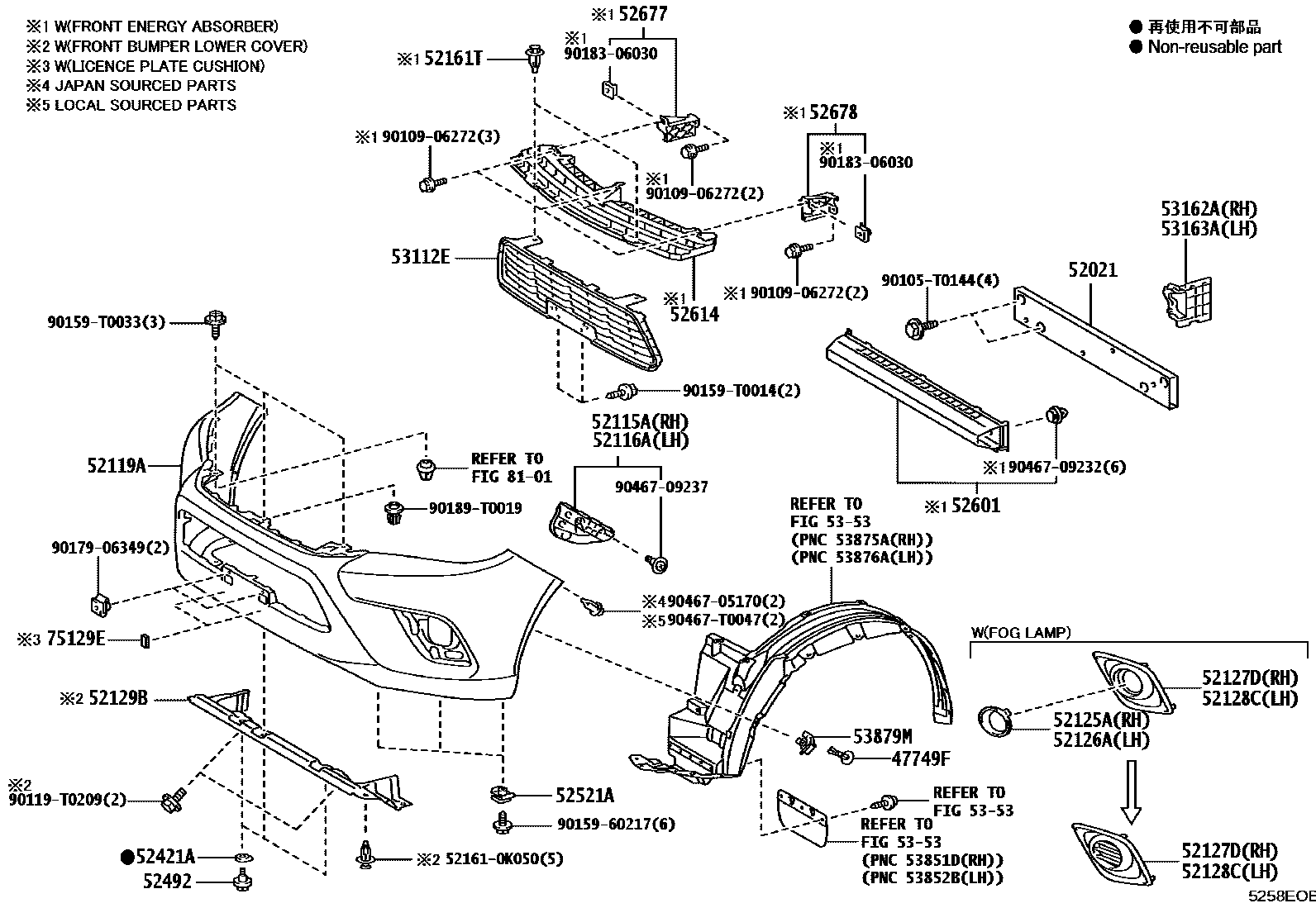 Toyota HILUX 前保险杠及附件 EPC diagram — 5258EOB