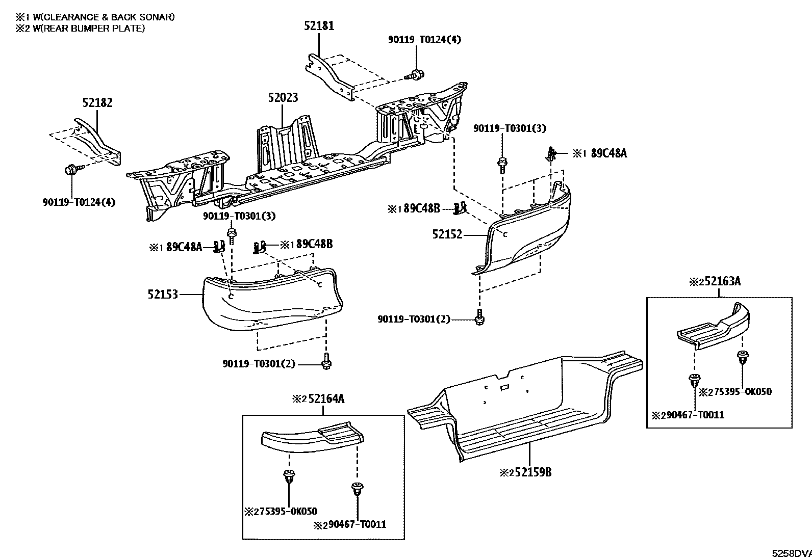 Toyota HILUX 后保险杠及附件 EPC diagram — 5258DVA