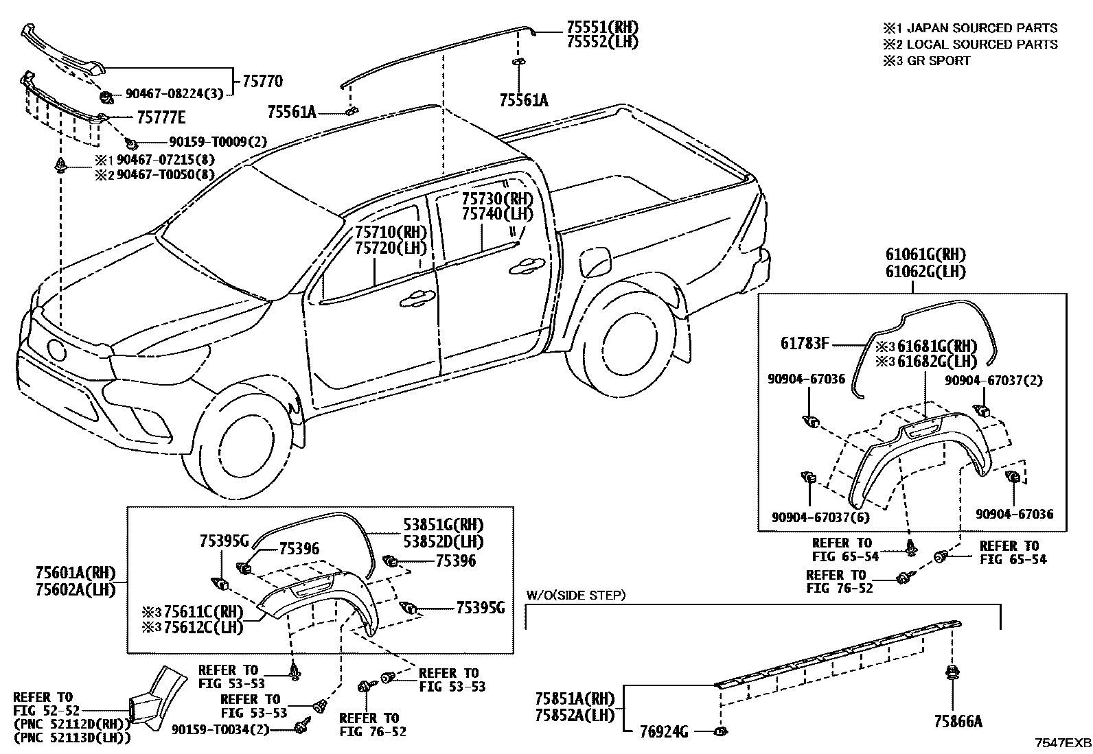 Toyota HILUX 防护条 EPC diagram — 7547EXB