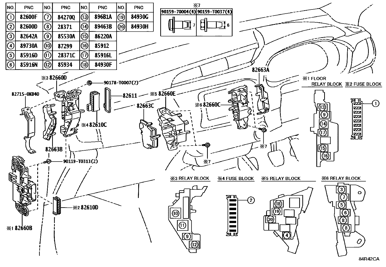 Toyota HILUX 开关和继电器和ECU EPC diagram — 84R42CA